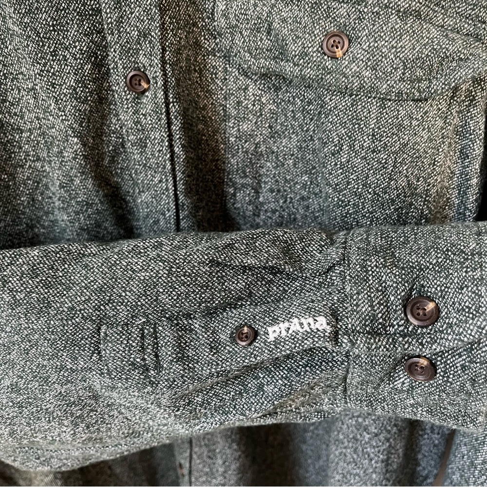 Prana Textured Long Sleeve Button Up Green 100% Organic Cotton Mens XX Large - Picture 4 of 11